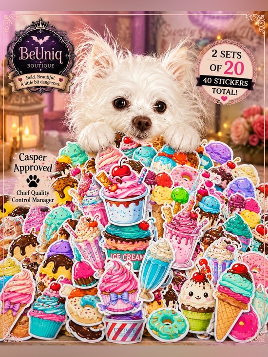 BeUniqBoutique Other - Kawaii Ice Cream & Sweet Treat Vinyl Sticker Bundle | 2 Sets of 20 Waterproof